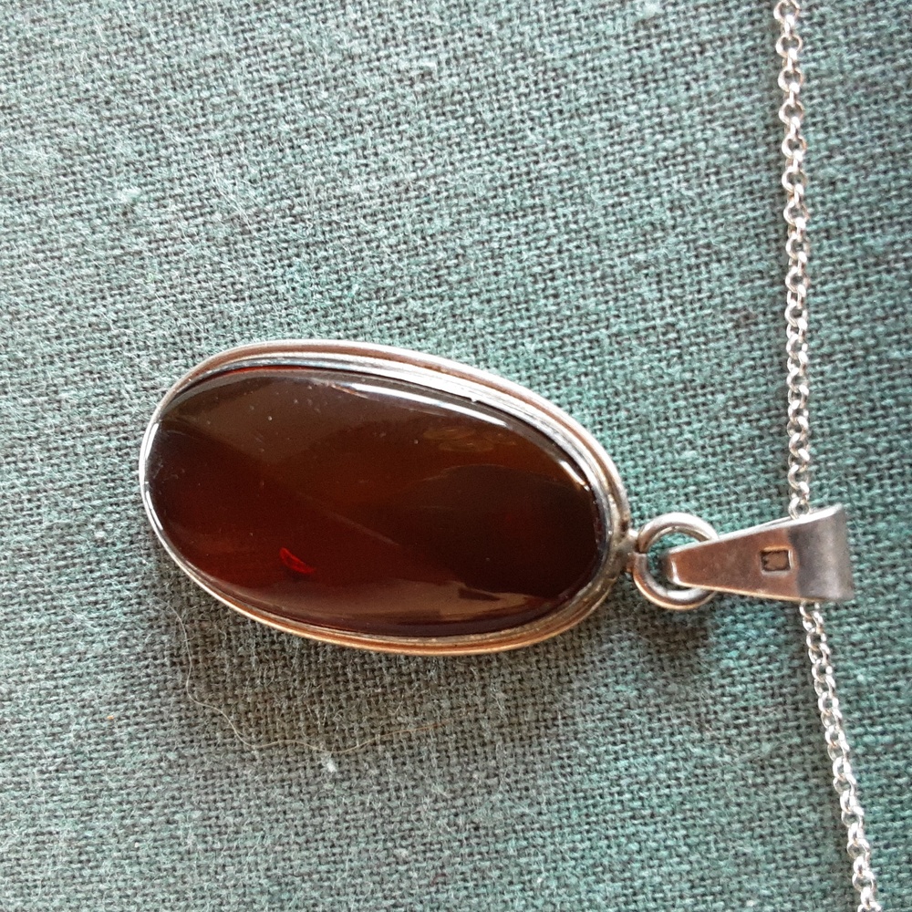 Genuine amber sterling silver necklace - Picture 11 of 16